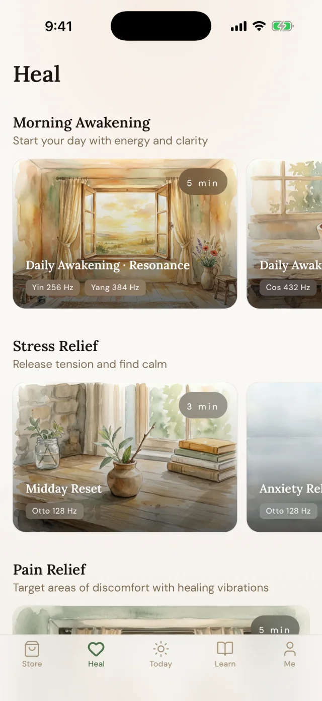CREVIK Healing session library on an iPhone